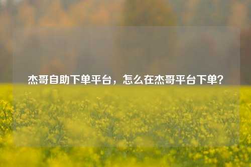 杰哥自助下单平台，怎么在杰哥平台下单？