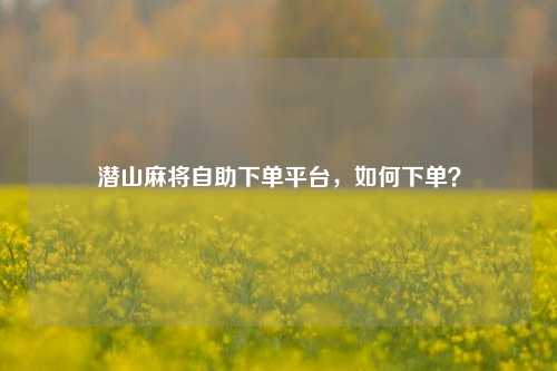 潜山麻将自助下单平台，如何下单？
