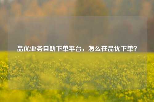 品优业务自助下单平台，怎么在品优下单？